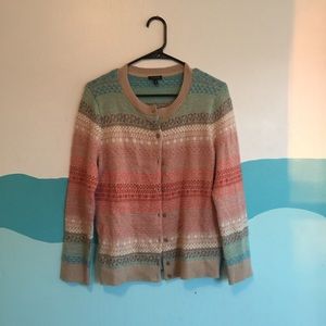 Aztec Tribal Rainbow Pastel Lambswool Cardigan Med